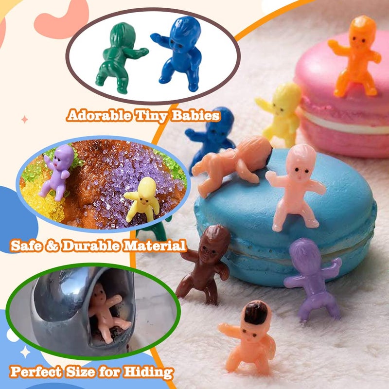JUXINGDAZYF Mini Plastic Babies, 100 Pieces King Cake Baby Mini Plastic Babies Doll for Baby Shower Party Favors Ice Cube Game Party Decorations 10 Colors Plastic Dolls - Image 4